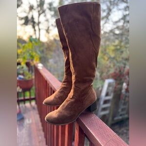 Brown Suede Knee-High Boots